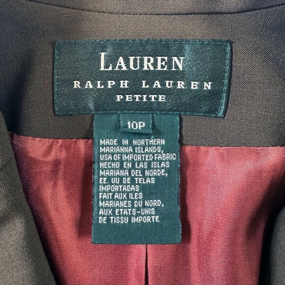 Vintage Lauren Ralph Lauren Blazer Jacket Sz 10P Olive Worsted Wool Equestrian - Picture 6 of 8